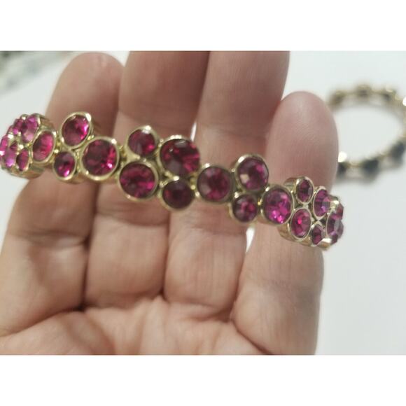 Two bracelets one bangle 2 1/2" pink stones one stretch black bead b18* - Picture 5 of 9